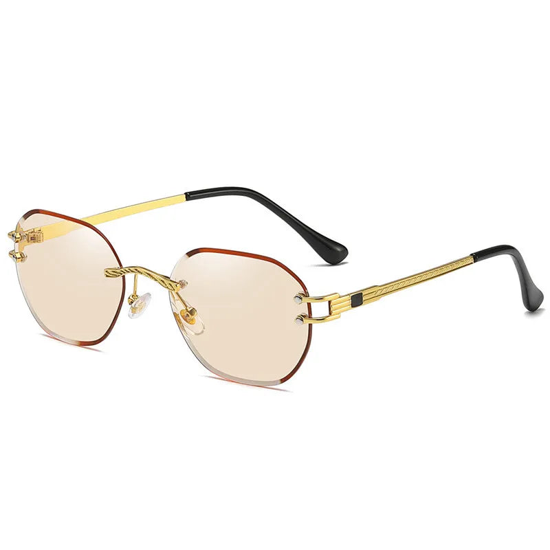 Blue Sunglasses Frameless Rimless Men 2021 High Quality Square Metal Sun Glasses Women Mirror Sea Summer Style