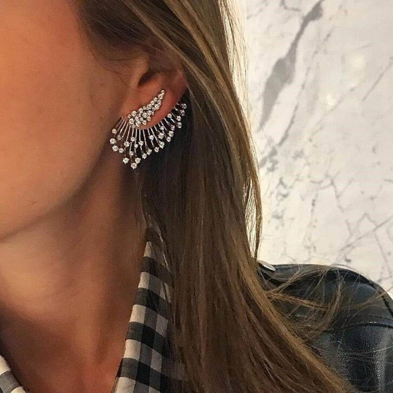 New Crystal Flower Drop Earrings for Women Fashion Jewelry Gold Colour Rhinestones Earrings Gift for Party Best Friend