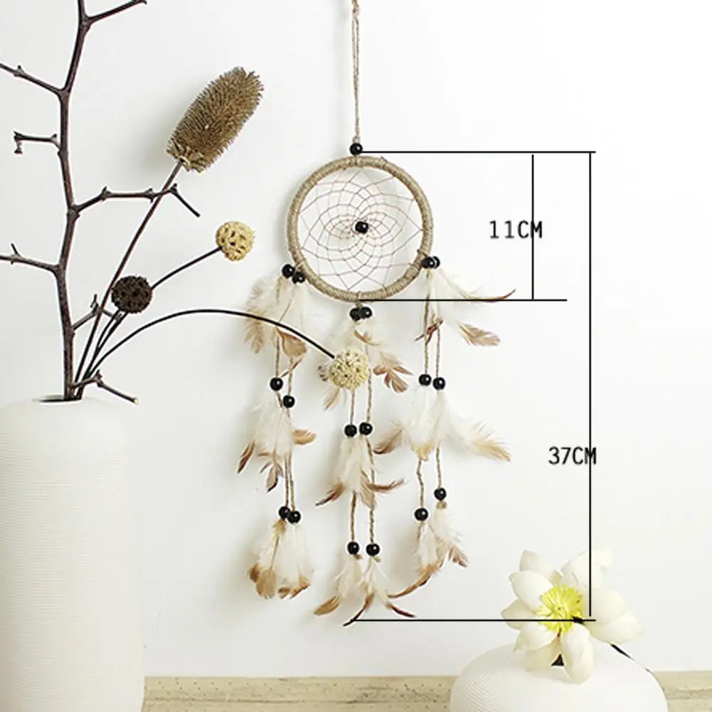 Feather Crafts Dream Catcher Brown Wind Chimes Handmade Dreamcatcher Net for Wall Hanging Car Home Decoration