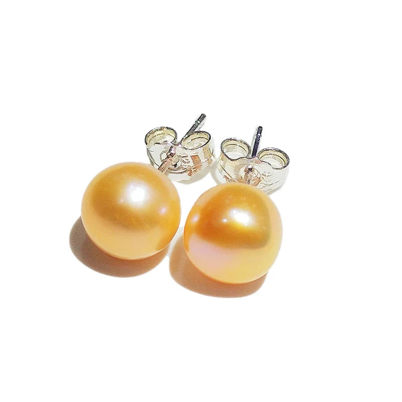 925 Sterling Silver Stud Pearl Earring 7-8mm High Luster White Pink Blue Pearl Earrings for Valentine's day Mother's Day Gift