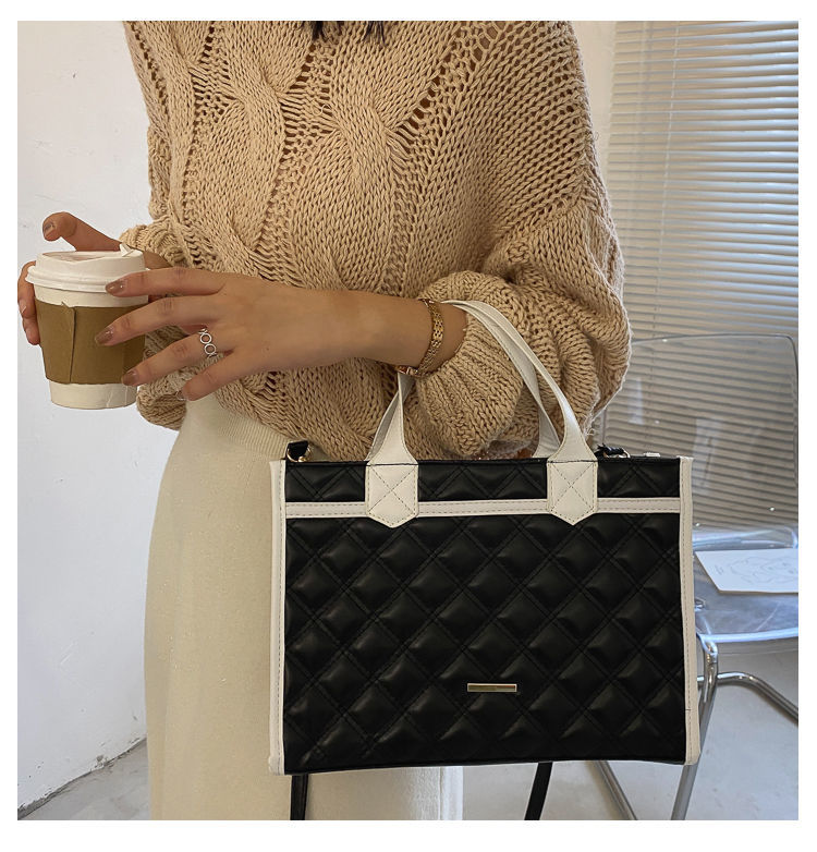 Lattice Large Tote bag 2021 Fashion New High quality PU Leather Women's Designer Handbag High capacity Shoulder Messenger Bag