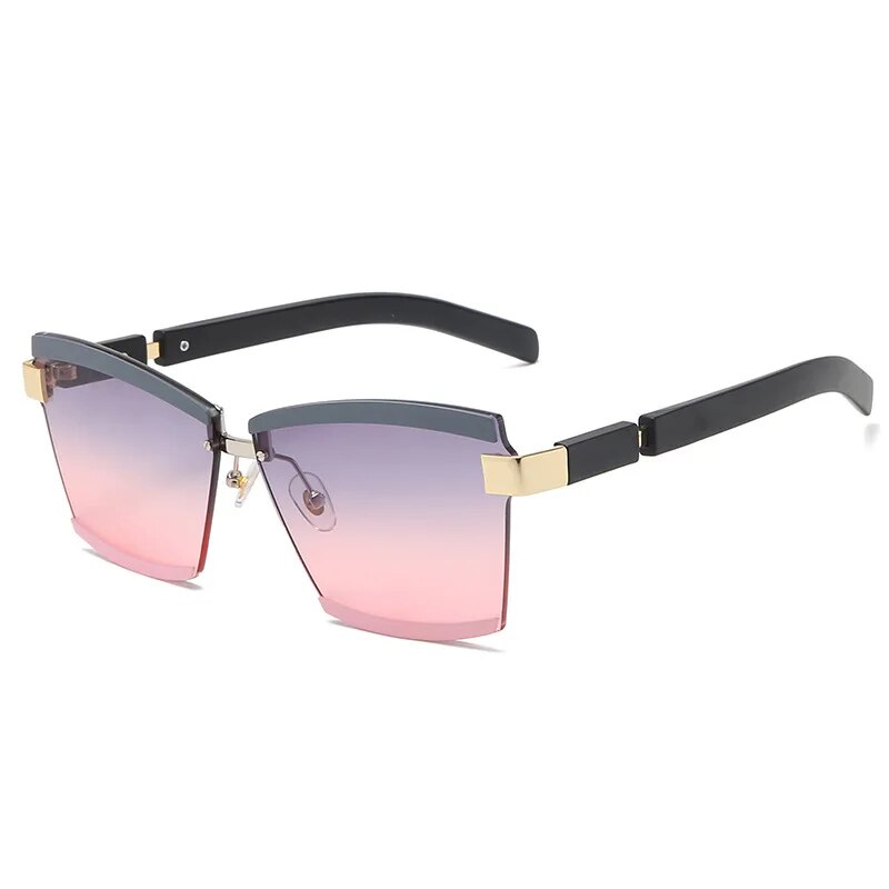 Rimless Luxury Sunglasses Square Men Women Fashion Shades UV400 Vintage Glasses Lady Brand Designer Gradient Shades Eyeglasses