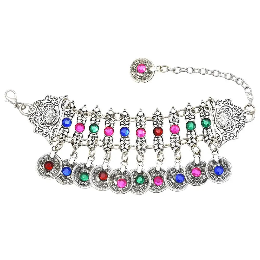 Bohemian Vintage Hollow Flower Finger Bracelet For Women Festival Turkish Slave Bracelets Beach Gypsy Tribal Bangle Sexy Jewelry