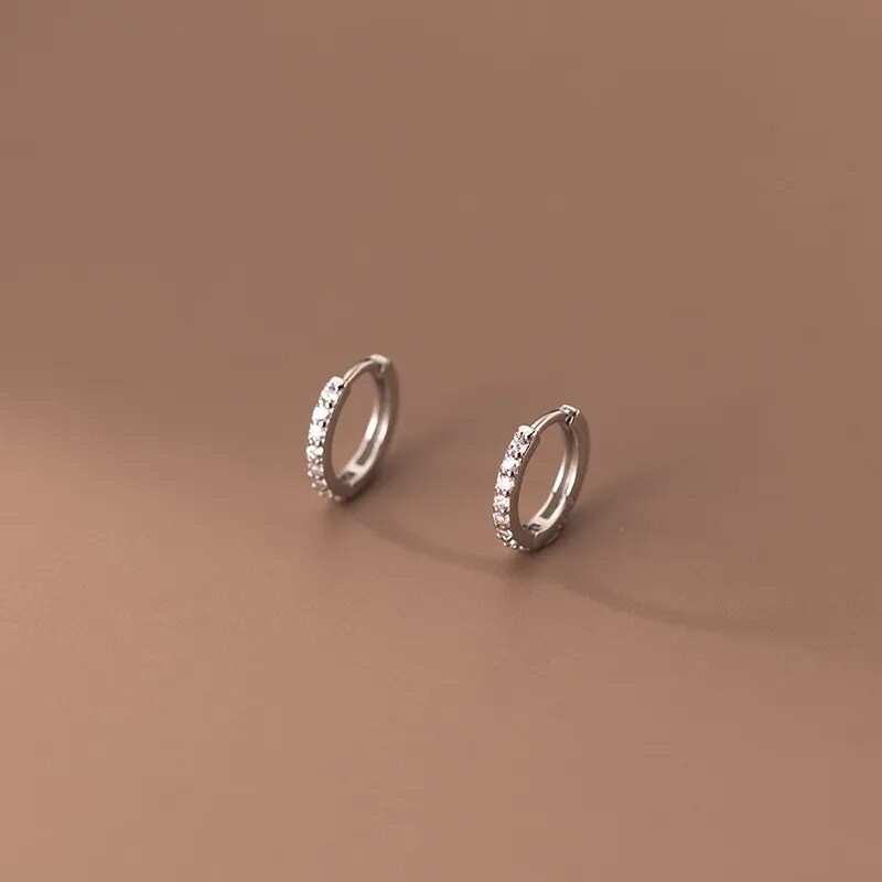 WANTME Silver Earrings for Women 925 Sterling Silver  8/9/10/11/12mm Hoop Earrings Fashion Simple Piercing Jewelry Female