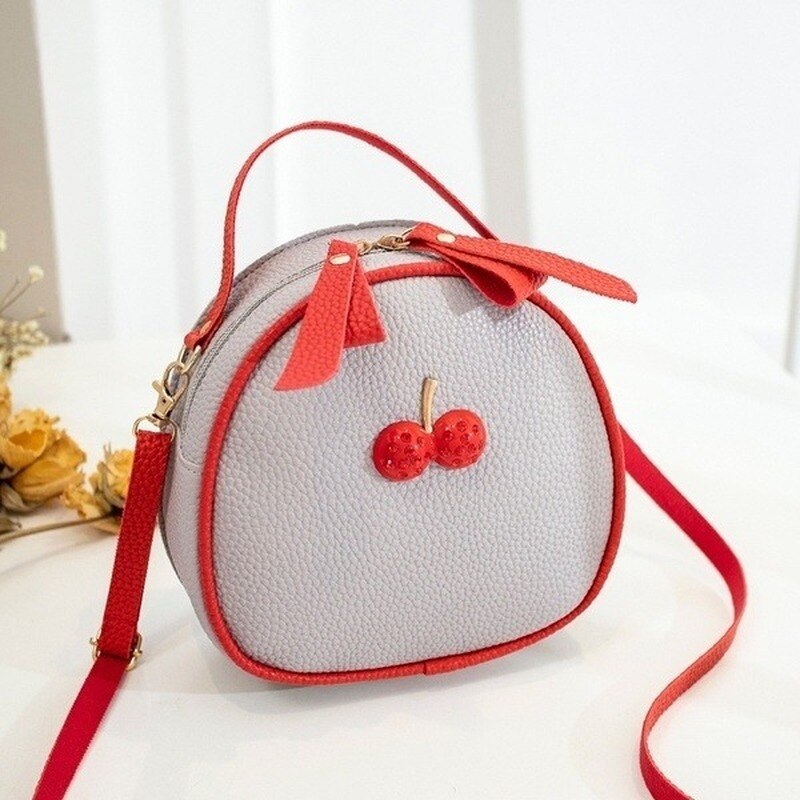 New Ladies Lychee Pattern Hit Color Cherry Small Backpack Simple Cherry Messenger Shoulder Bag Mini Handbag