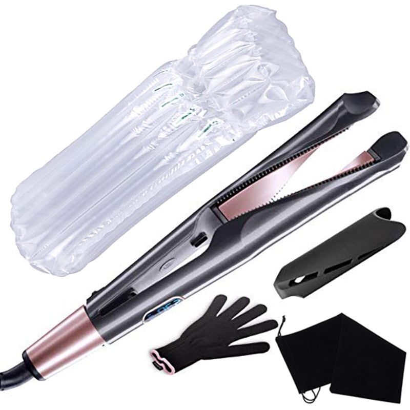Hair Curler Hair Straightener 2 in 1 Professional Hair Curling Irons 3D Concave and Convex Titanium Plate Dual Voltage Flat Iron