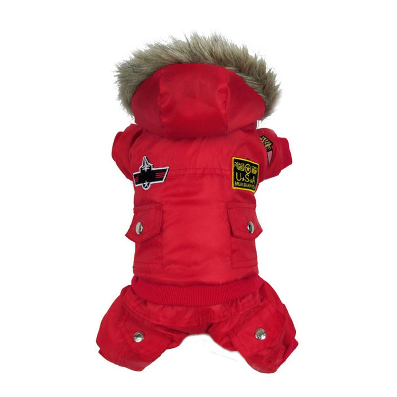 Winter Warm Dog Clothes Fleece Dog Coat Pet Hooded Jumpsuit For Small Medium Dog Cats Super Thicken Dog Jacket Pet Overalls