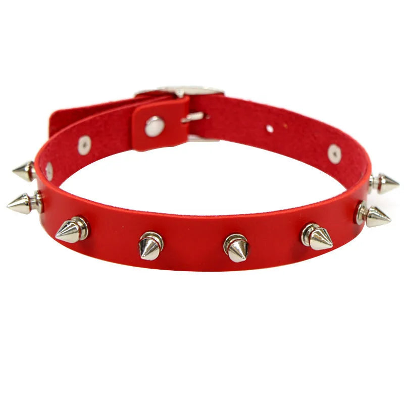 Red Long Spike Choker Punk Collar Women Men Rivets Studded Chocker Necklace 2021 Fashion Goth Jewelry Metal Gothic Accessories