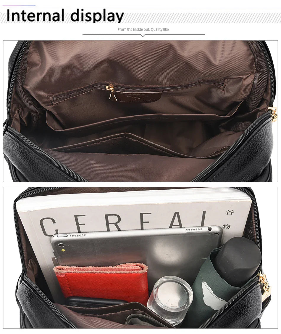 Women Large Capacity Backpack Purses High Quality Leather Female Vintage Bag School Bags Travel Bagpack Ladies Bookbag Rucksack