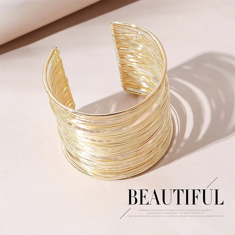 Exaggerated Wire Mesh Open Wide Bracelet Ins Small Fashion Net Red Metal Bracelet Women's Jewelry Charm Bracelets for Women
