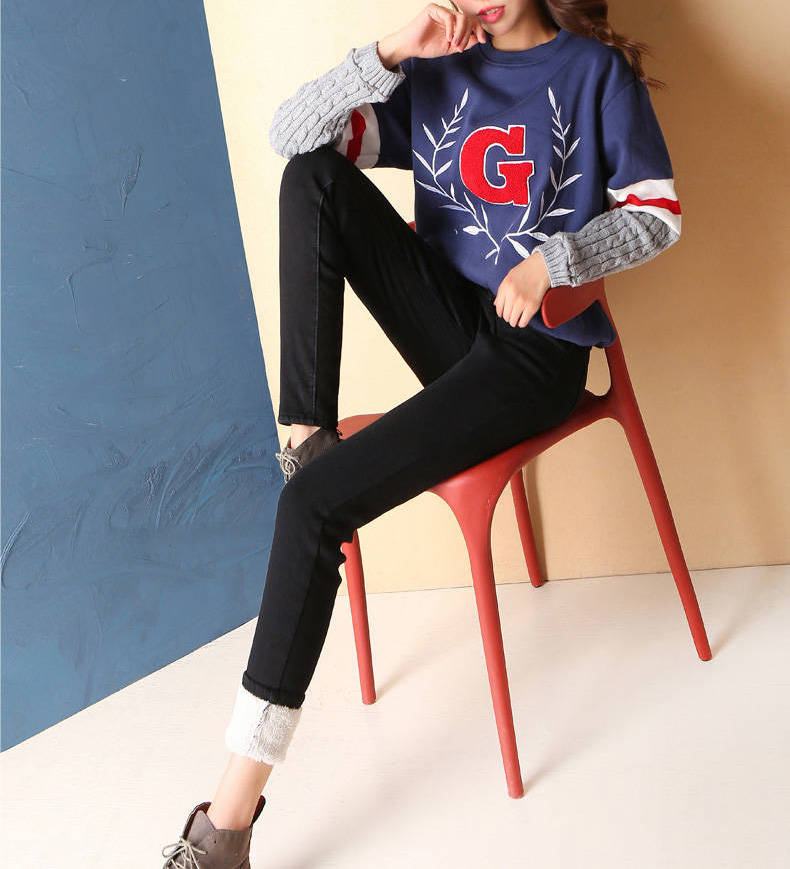 Super Warm Skinny Lambswool Jeans Women Fleece Liner High Waist Denim Pants Korean Fashion Thicken Pencil Vaqueros Pantalones