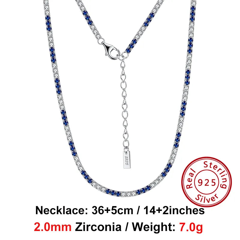 ORSA JEWELS Bling Zircon Tennis Necklace 925 Sterling Silver Italian Handmade Iced Out CZ Tennis Chain Jewelry For Men Women SSC
