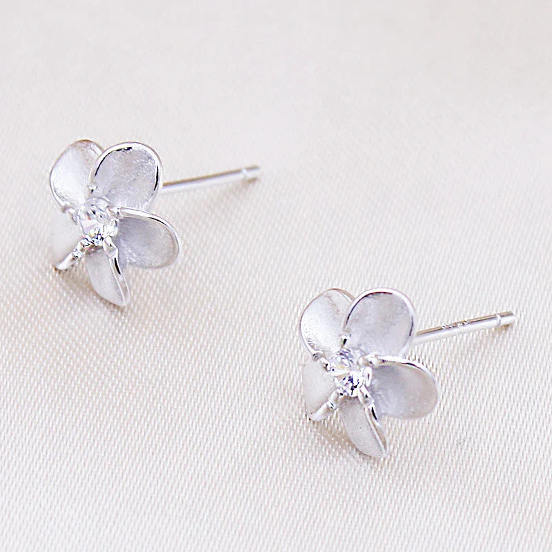 925 Sterling Silver Stud Earrings Trendy AAA Zirconia Earring Fine Jewelry For Women Flower Earring Female