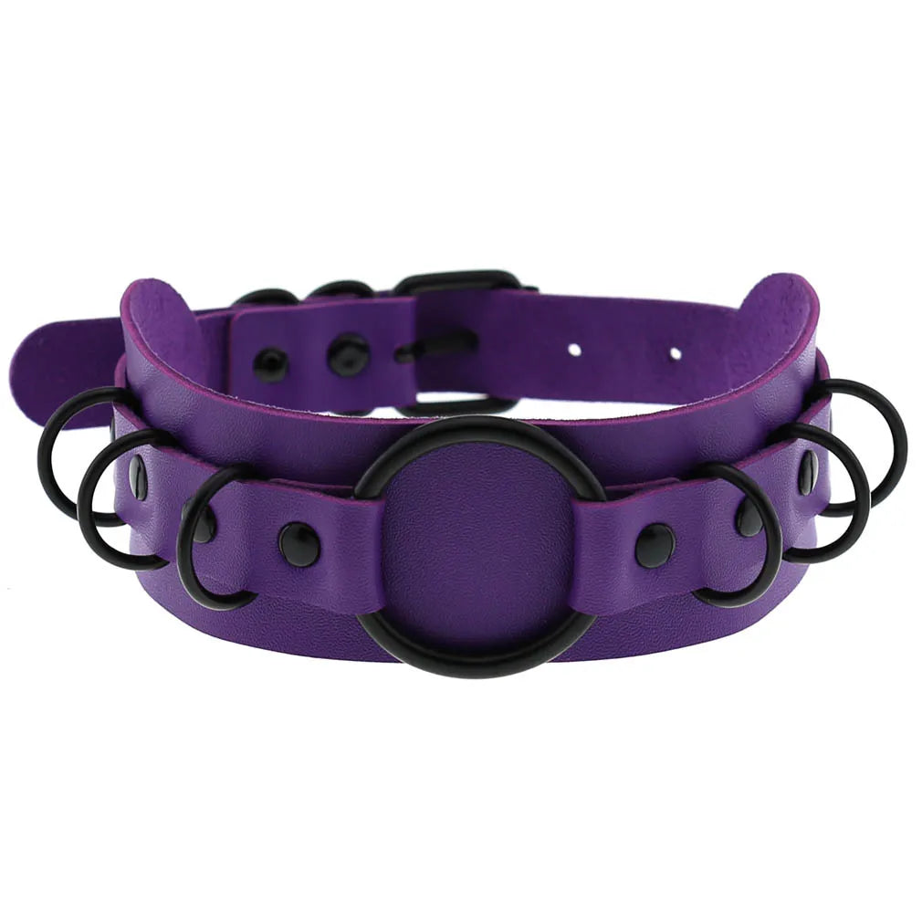 Emo Purple Goth Punk Leather Choker Necklaces Women Men Harajuku Black Rivet Metal Chian Necklace Halloween Cosplay Y2K Jewelry
