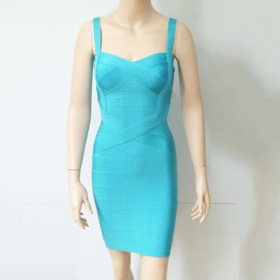Club Ready Sleeveless Spaghetti Belt Stretching Fitness Club Mini Dress