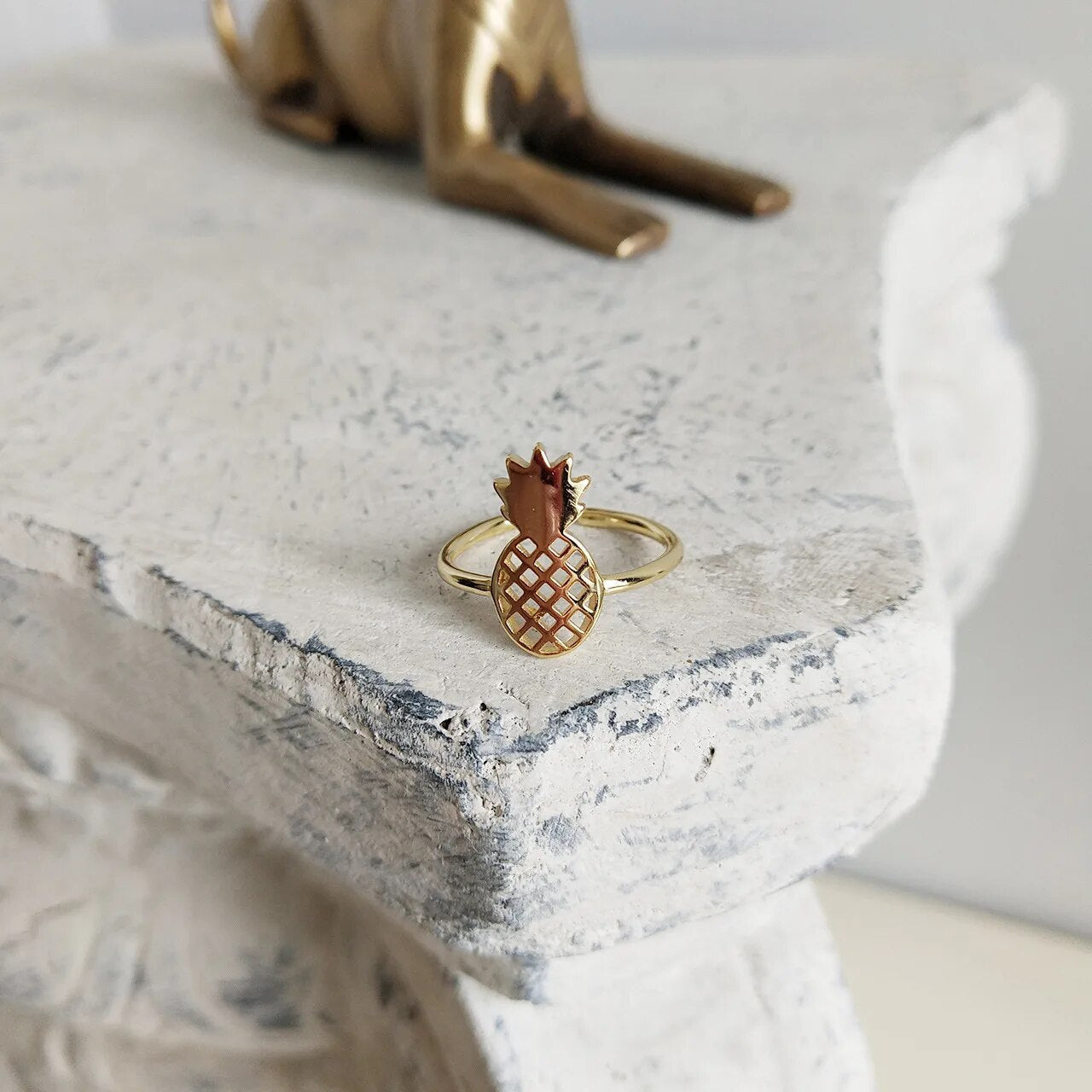 925 Sterling Silver European Simple Fruit Pineapple Leaf Malt Ring Women Classic Fashion Jewelry Girlfriend Gift