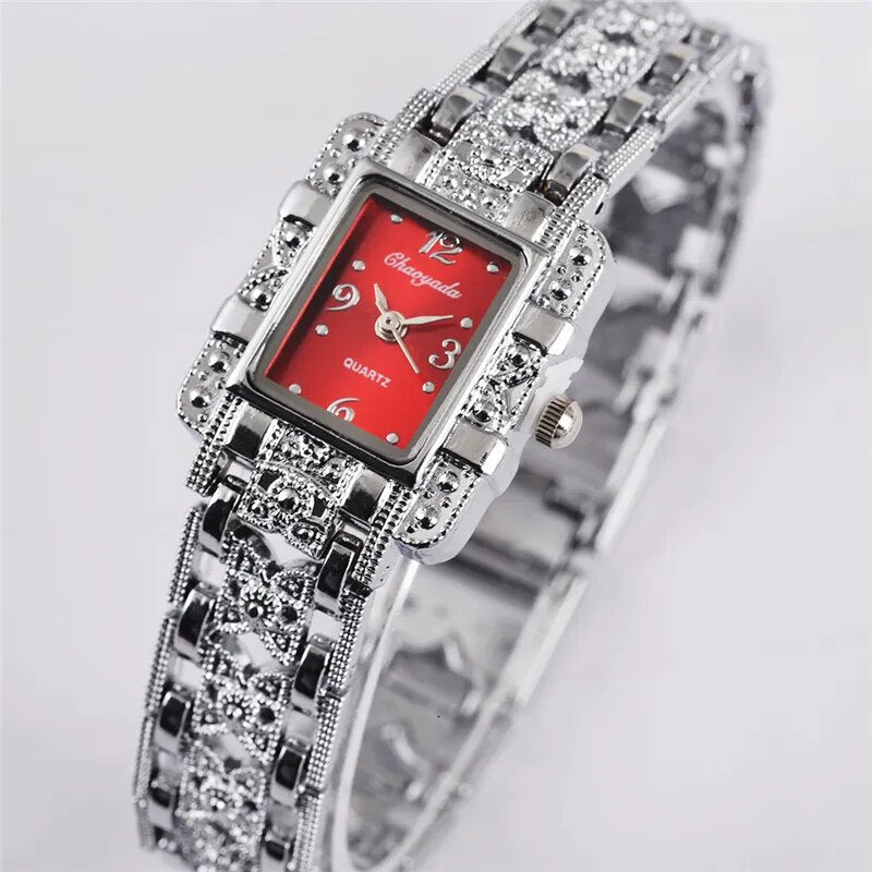 Women Watch Rectangle Dial Silver Stainless Steel Crystal Watches Fashion Quartz For Women ladies major relojes Hot Sale Relojes