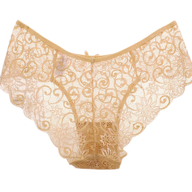 Women's Sexy Lingerie Full Lace Panties Big Size S-XL High-Crotch Transparent Floral Bow Briefs Underwear Culotte Femme