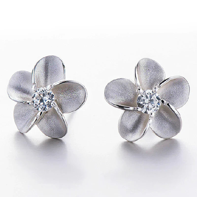 925 Sterling Silver Stud Earrings Trendy AAA Zirconia Earring Fine Jewelry For Women Flower Earring Female