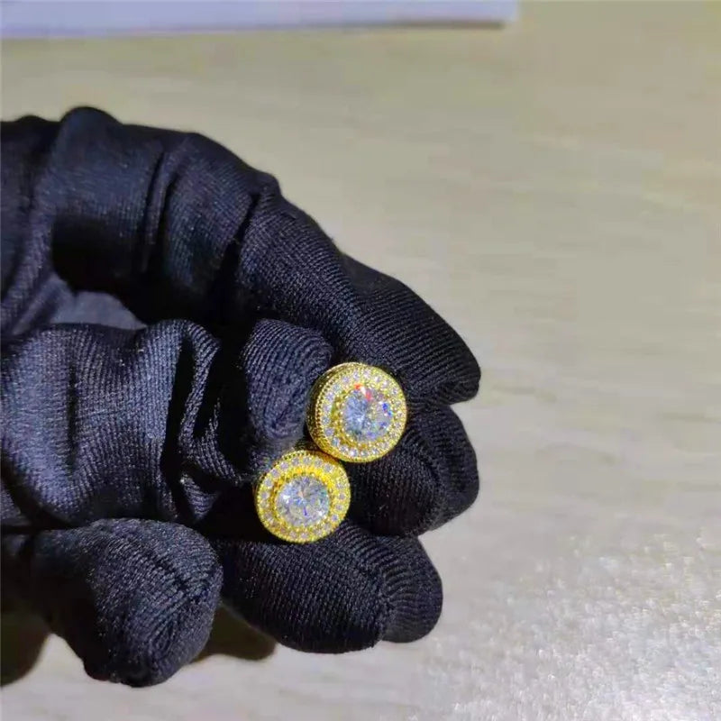 Female Austrian Crystal Round Earring White Gold, Yellow Gold, Color White Zircon For Women Jewelry.