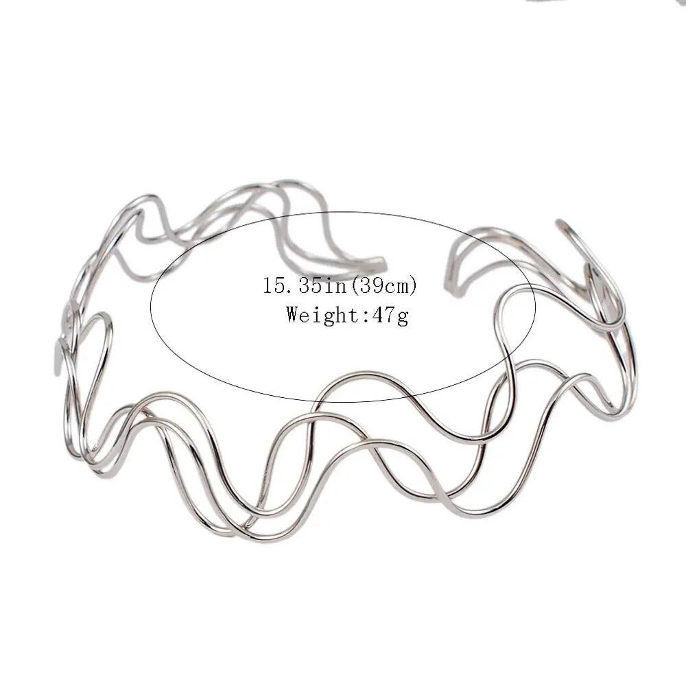MANILAI Metal Torque Choker Necklace Punk Wide Alloy Collars Statement Necklace For Women Fashion Accessories Jewelry