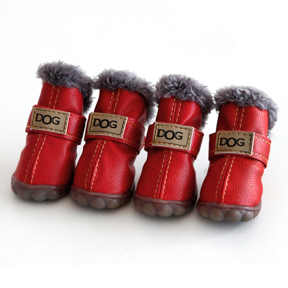 4Pcs/Set Winter Pet Dog Shoes Warm Snow Boots Waterproof Fur Small Dogs Non Slip Shoes For ChiHuaHua Pug Pet Product