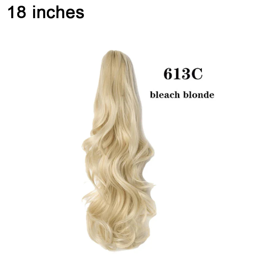 BENEHAIR Fake Ponytail Claw On Ponytail Long Wavy Clip In Hair Extension Hair Synthetic Hairpiece For Women Pony Tail Fake Hair