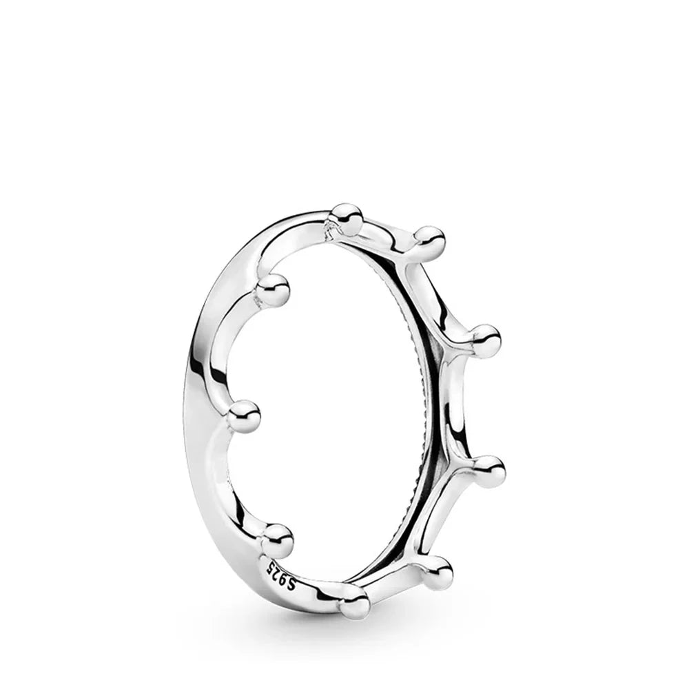 925 Sterling Silver Ring Charms Rose Gold Stripe Design Round Ball Diy Crystal Flower Finger Ring for women pandora Jewelry