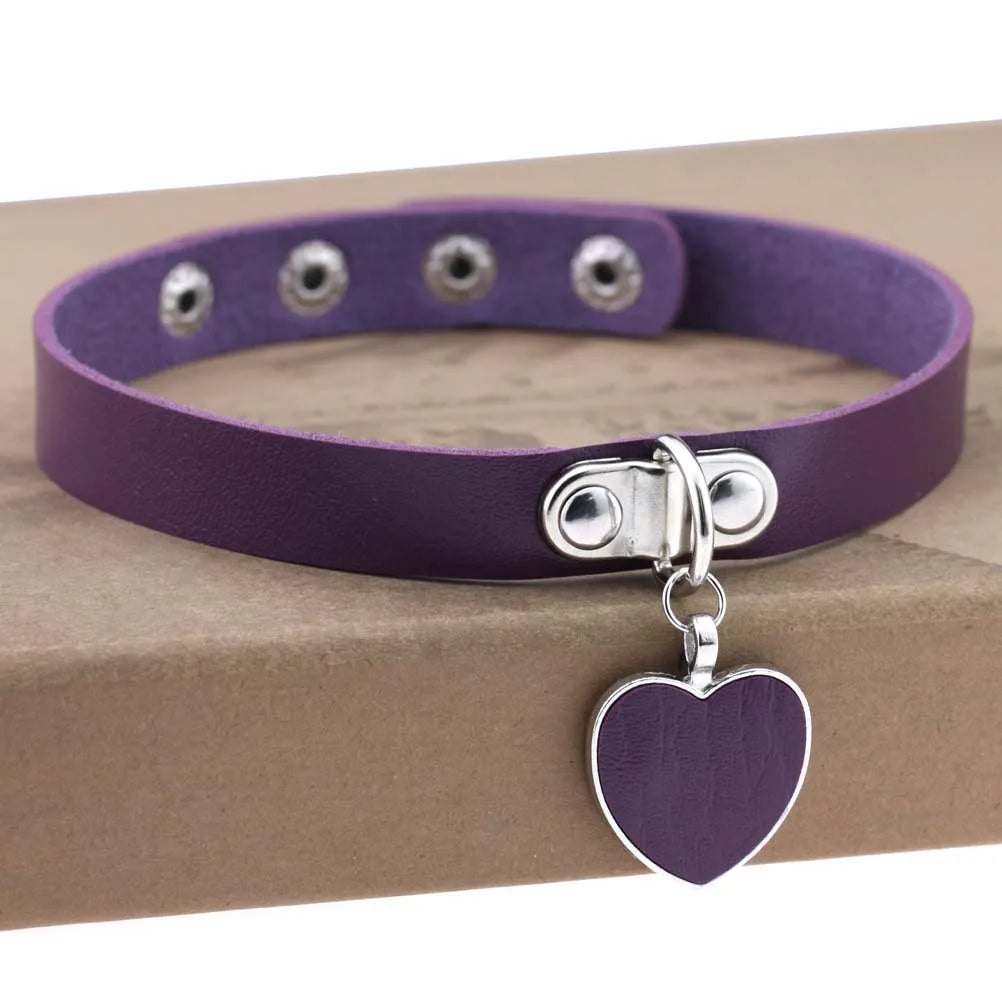 Emo Purple Goth Punk Leather Choker Necklaces Women Men Harajuku Black Rivet Metal Chian Necklace Halloween Cosplay Y2K Jewelry