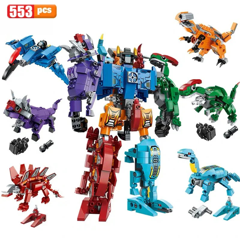 QMAN 6 in 1 Transforming Mecha Warrior Building Blocks City Transformation Robot Model Bricks Sets Toys For Children Gifts MOC