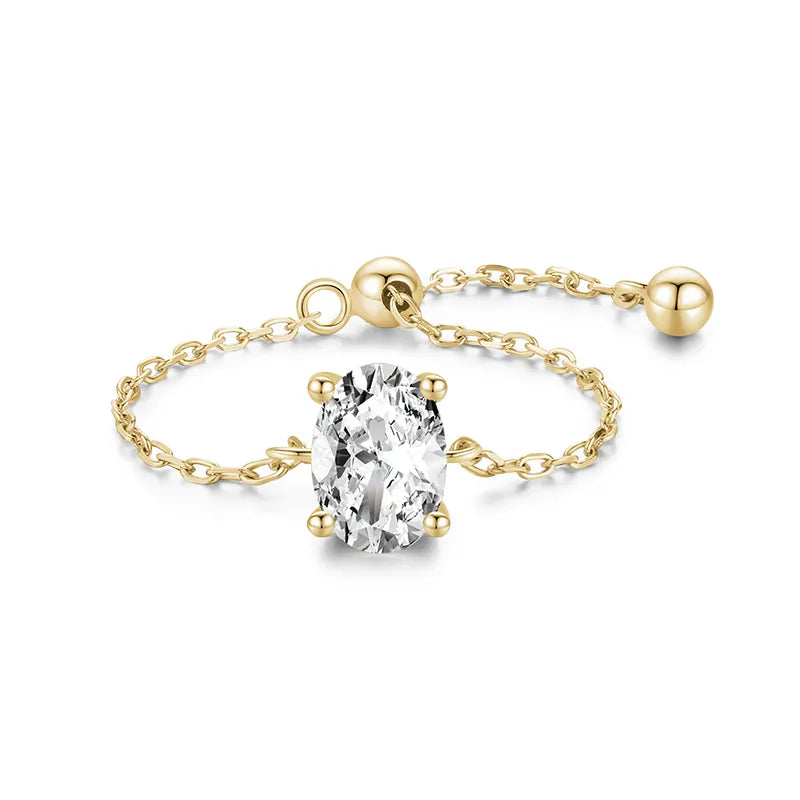 Modian 5 Style Clear CZ Link Chain Ring Trendy 925 Sterling Silver Adjustable Charm Gold Color Rings For Women Wedding Jewelry