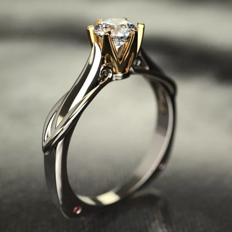 18K Multi Gold Plated Ring for Women Natural 1 Carat Diamond Cut Gemstone