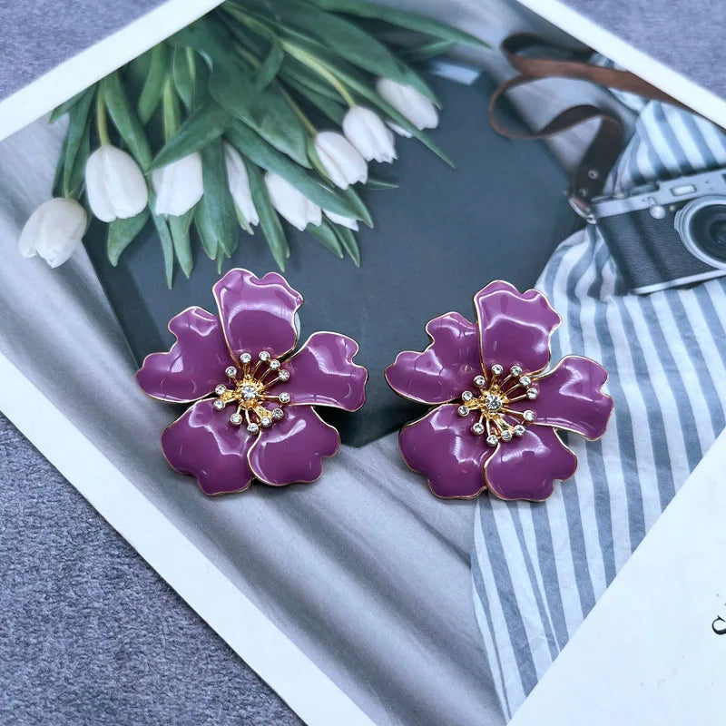 Statement Stud Earrings Alloy Dirp Glaze Brincos Party Wedding Accessories For Women's Jewelry