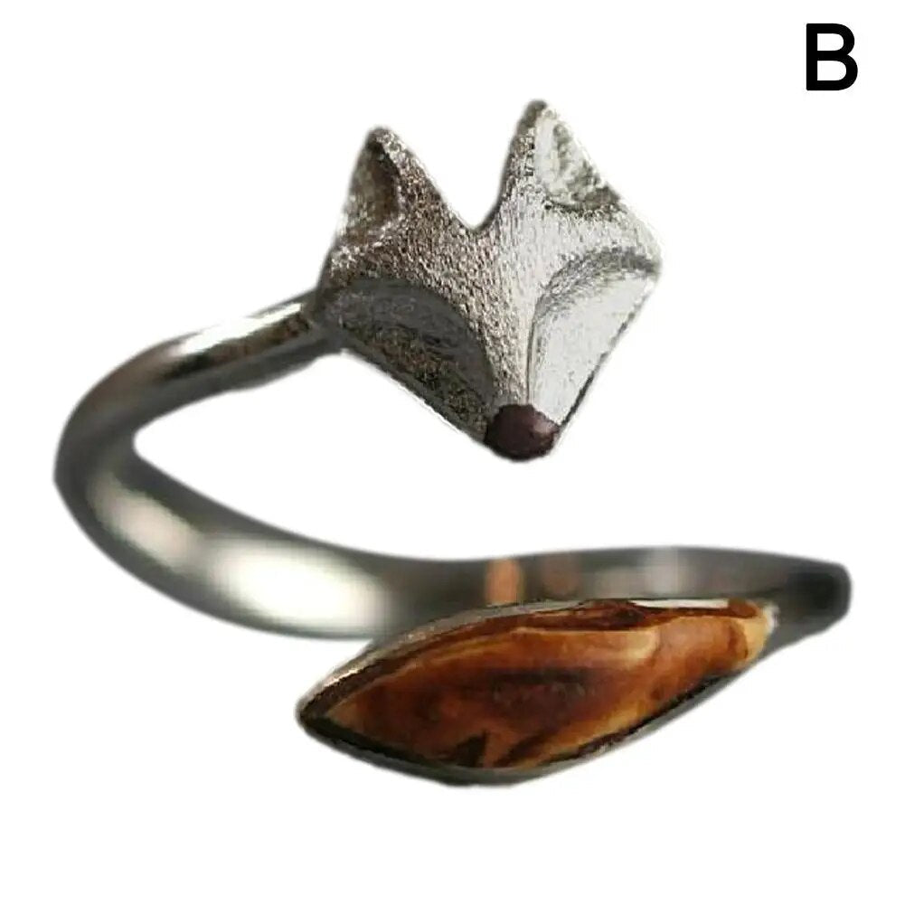 Raccoon Silver Color Plated  Fox Women Rings Adjustable Open Fashion Ring