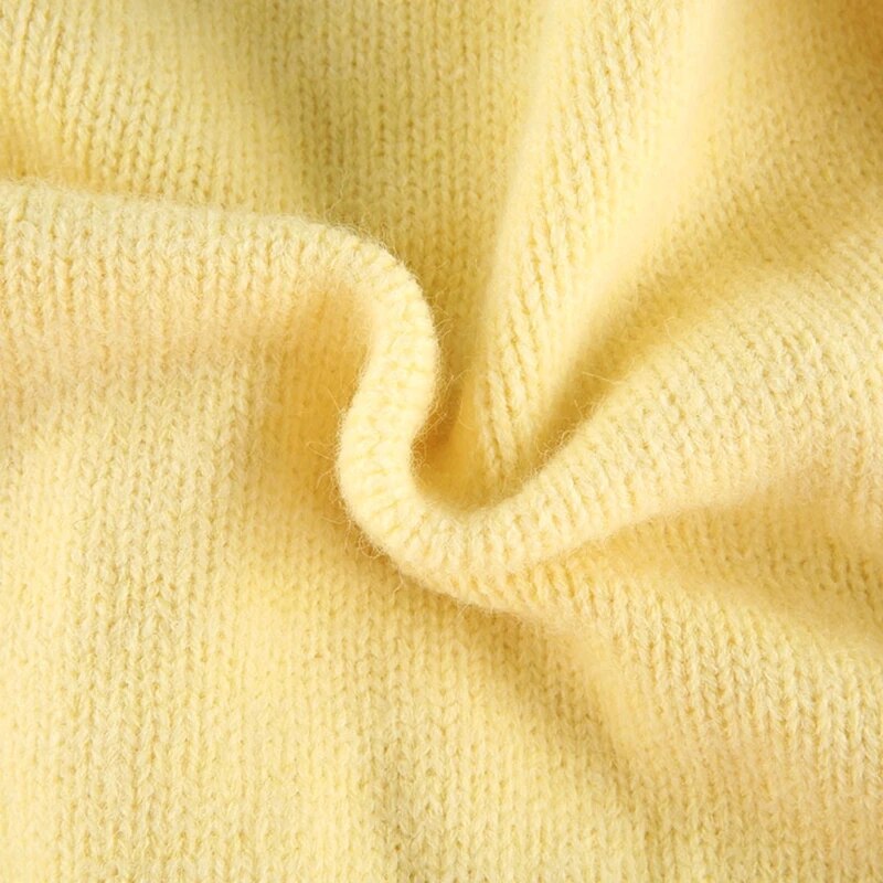 Yellow Sweat Cute Knitted Cropped Cardigan Women Autumn Warm Sweater Ladies Fashion Buttons Long Sleeve Top Knitwear