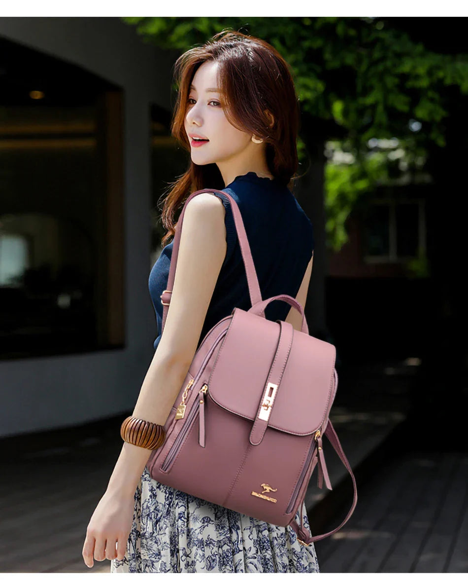 Women Large Capacity Backpack Purses High Quality Leather Female Vintage Bag School Bags Travel Bagpack Ladies Bookbag Rucksack