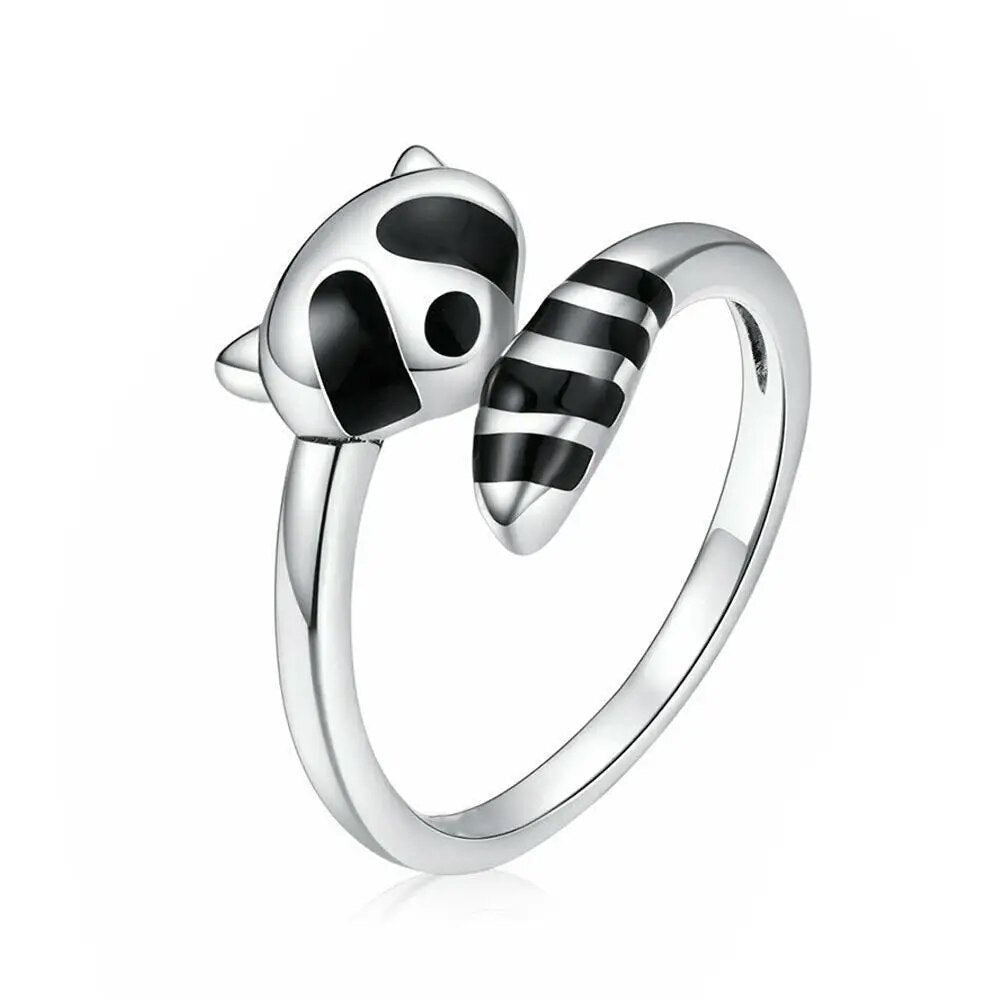 Raccoon Silver Color Plated  Fox Women Rings Adjustable Open Fashion Ring