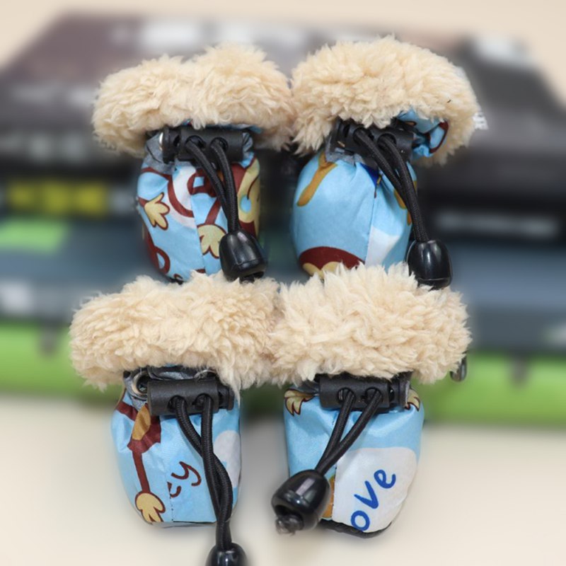 4PCS Dog Shoes Winter Super Warm Cotton Shoes Anti Slip Dog Boots Dogs Paw Protectors Puppy Shoes Pet Product Dog Accessories