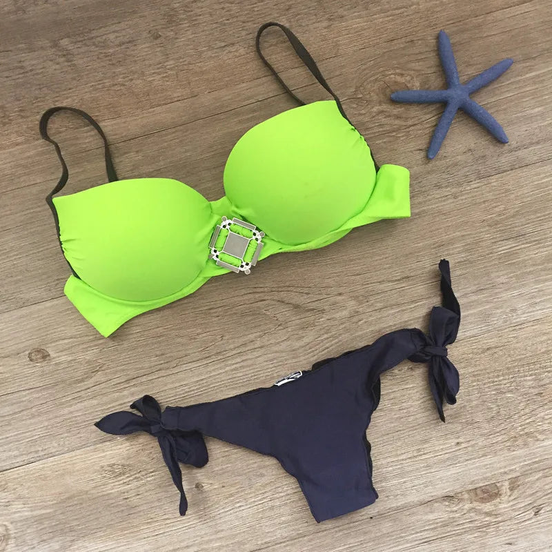 New Bandage Beach Strapless Swimwear Bikinis 2023 Women Swimsuit Sexy Brazilian Bikini Set Falbala Biquini Bathing Suits 485