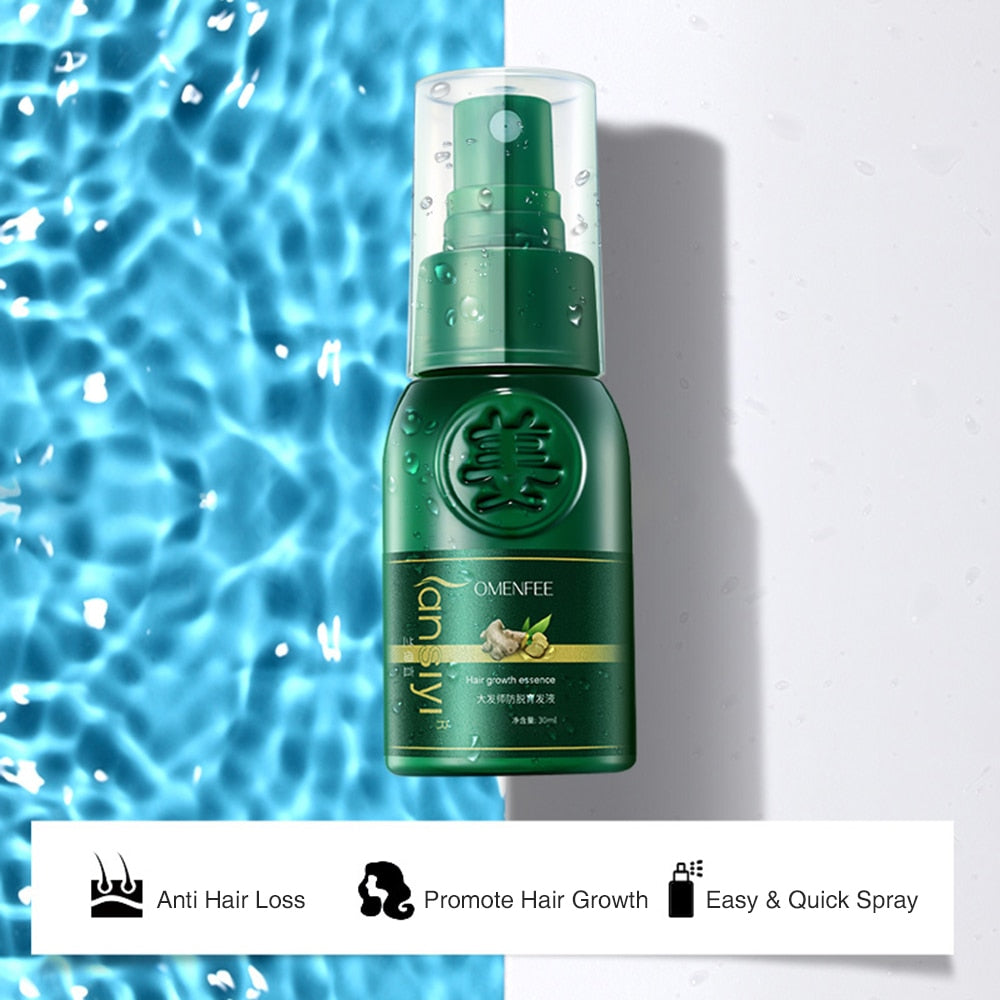 US Stock Ginger Hair Growth Spray Essential Oil Hair Loss Liquid Hair Growth Spray For Men Women Hair Care Tools
