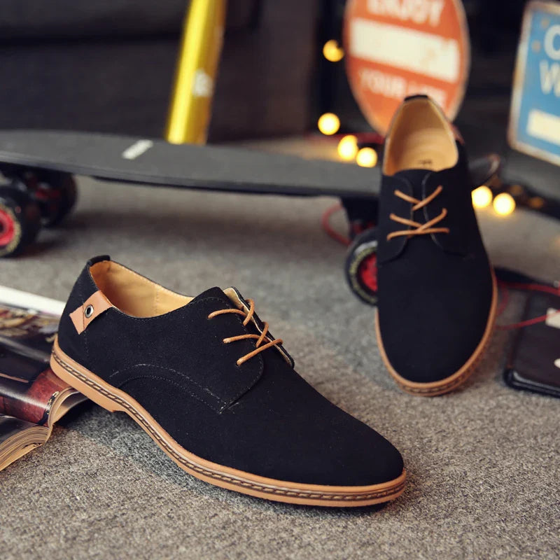 2024 Spring Suede Leather Men Shoes, Oxford Casual Shoes Classic Sneakers Comfortable Footwear.