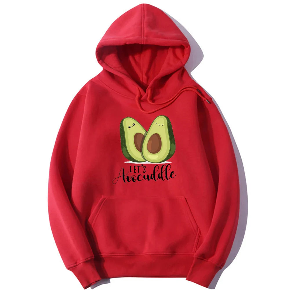 Oversized Hoodies Cartoon Avocado Print Sweatshirt Clothes for teens Women Punk Kpop Clothing Loose Fleece Hoodie Spring Tops
