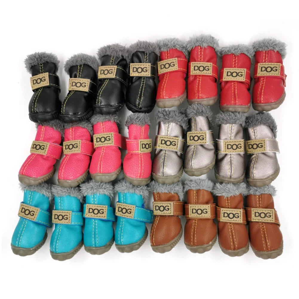 4Pcs/Set Winter Pet Dog Shoes Warm Snow Boots Waterproof Fur Small Dogs Non Slip Shoes For ChiHuaHua Pug Pet Product