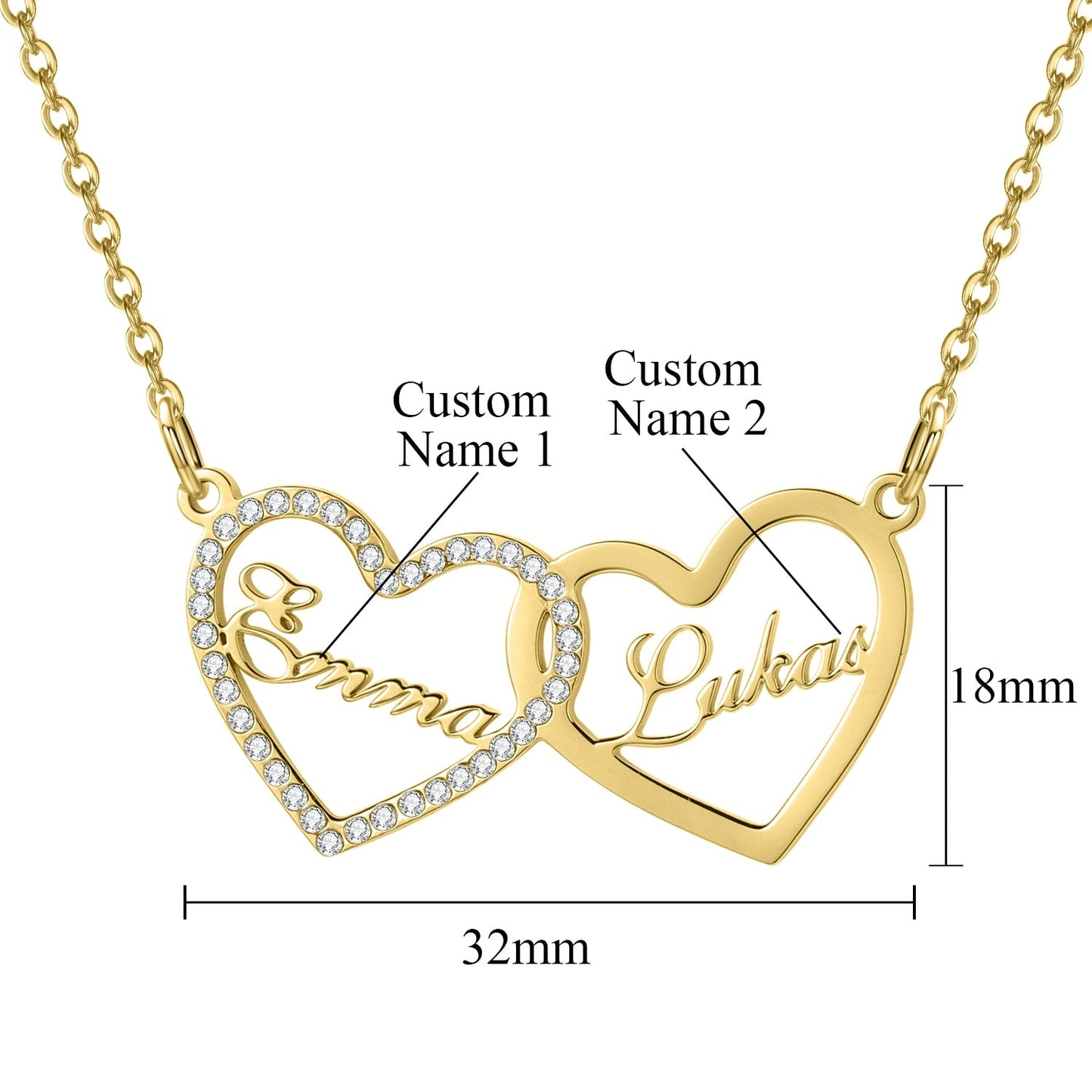 Custom Heart Necklace Personalized Name Necklace Iced Out Choker Custom Crystal Pendant Chain Jewelry For Women Best Friend Gift