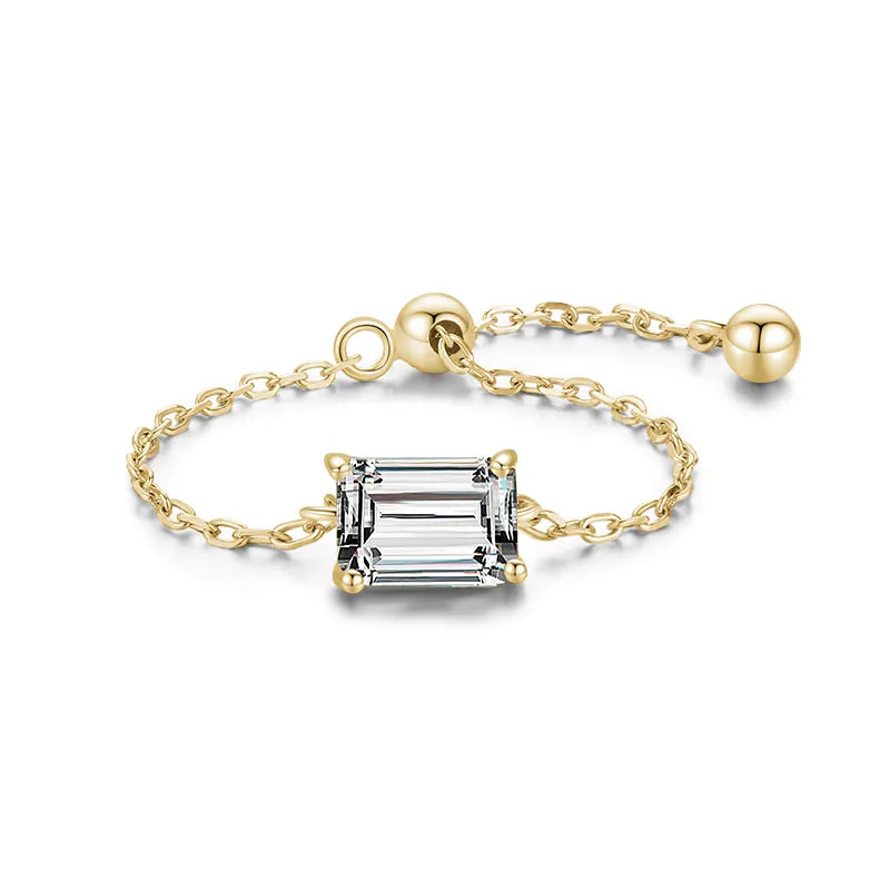 Modian 5 Style Clear CZ Link Chain Ring Trendy 925 Sterling Silver Adjustable Charm Gold Color Rings For Women Wedding Jewelry