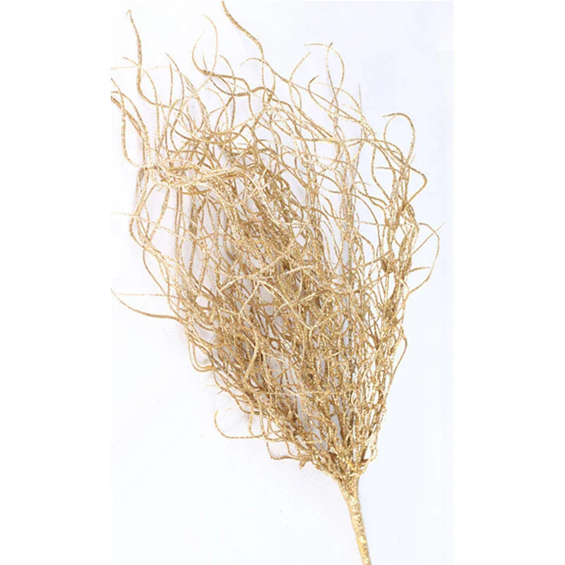 46CM Long Artificial  Plant Simulation Gilded Grass Christmas Ornaments  Glitter  Bling  Artificial Flowers for Home Decoration