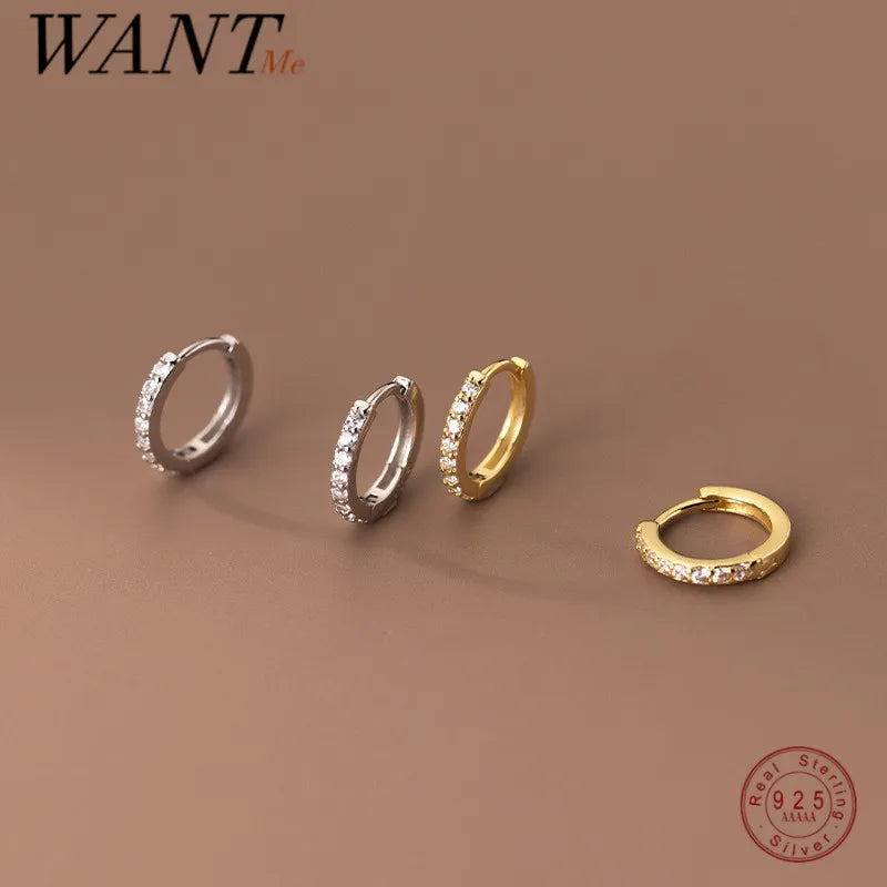 WANTME Silver Earrings for Women 925 Sterling Silver  8/9/10/11/12mm Hoop Earrings Fashion Simple Piercing Jewelry Female