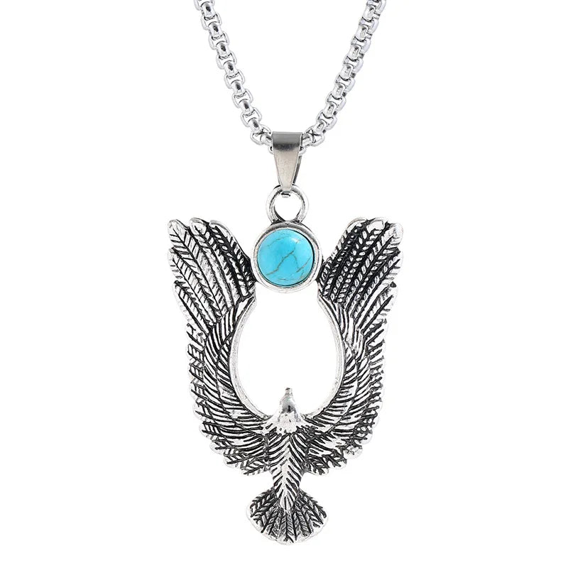 Personality Men's Women's Jewelry Vintage Cross Angel Wing Pendant Necklace  Long Stainless Steel Necklace Charms