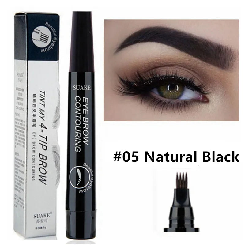 5 Colors Dark Brown 4 Point Liquid Eyebrow Pencil Microblading Waterproof Eyebrow Pencil Tattoo Eyebrow Pen Makeup