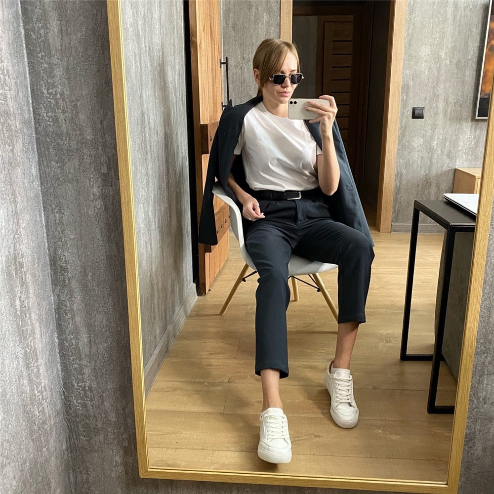 EtherealBe Blue Tailored office wear pantsuit for women